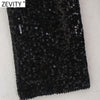 ZEVITY Women Elegant Patcdhwork Lace Up Sequined Slim Mini Dress Office Lady Chic Long Sleeve Kimono Party Vestidos DS9209