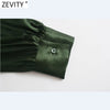 ZEVITY Women Cross V Neck Hem Pleats Solid A Line Satin Dress Office Lady Chic Long Sleeve Side Zipper Slim Mini Vestidos DS8956