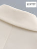 ZEVITY Women Fitted Double Breasted Blazer Coat Vintage Long Sleeve Flap Pockets Female Outerwear Chic Veste Femme