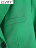 ZEVITY Women Notched Collar Long Sleeve Short Green Blazer Coat Office Lady Chic One Button Suits Veste Femme CT1406