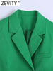 ZEVITY Women Notched Collar Long Sleeve Short Green Blazer Coat Office Lady Chic One Button Suits Veste Femme CT1406