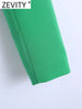 ZEVITY Women Notched Collar Long Sleeve Short Green Blazer Coat Office Lady Chic One Button Suits Veste Femme CT1406