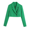 ZEVITY Women Notched Collar Long Sleeve Short Green Blazer Coat Office Lady Chic One Button Suits Veste Femme CT1406