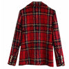 ZHENBAILI Autumn Women Red Suits Plaid Skirt Set Double-Breasted Tweed Plaid Ladies Jacket Slim And Elegant Bust Two Piece