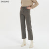 ZHISILAO Gray Straight Cut Jeans Women Vintage High Waist Denim Pants Femme 2022 Long Loose Full Length Trouser