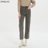 ZHISILAO Gray Straight Cut Jeans Women Vintage High Waist Denim Pants Femme 2022 Long Loose Full Length Trouser