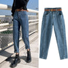 ZHISILAO Straight Harem Jeans Women With Belt Streetwear High Waist Denim Pants Jeans Stretch Retro Boyfriend Jeans Plus Size
