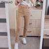 ZHISILAO Stretch High Waist Jeans Women 2022 Slim Khaki Washed Trousers Denim Straight Pants Ankle-length Jeans Beige