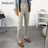 ZHISILAO Tight Beige Bodycon Pencil Jeans Women Retro Slim Elastic High Waist Straight Khaki Ankle-length Denim Pants 2022 Jeans