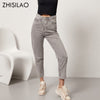 ZHISILAO Vintage Grey High Waist Straight Jeans Pant for Women Loose Cotton Buttons Harem Female Denim Jeans Pantalon Femme 2022