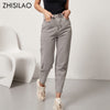 ZHISILAO Vintage Grey High Waist Straight Jeans Pant for Women Loose Cotton Buttons Harem Female Denim Jeans Pantalon Femme 2022