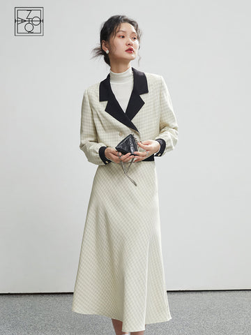 ZIQIAO High-end Lady Style Two-piece Suit Women Spring Autumn 2023 Design Graceful Short Blazer High Waist Skirt Female Suit