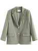 ZIQIAO Japanese Suit Collar Full Regular Sleeve Casual Straight Blazers Office Lady Shoulder Pads Design Single Breasted Jacket