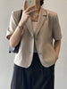 ZOKI Button Up Women Suit Blazer Summer Short Sleeve Thin Coats Loose Designed Korean Casual Office Ladies Black Blazer