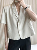 ZOKI Button Up Women Suit Blazer Summer Short Sleeve Thin Coats Loose Designed Korean Casual Office Ladies Black Blazer