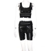 ZOOEFFBB Sexy Letter Print Two Piece Black Set Vest Crop Top Biker Shorts Summer Clothes for Women Night Clubwear Matching Sets