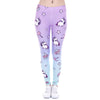 Fashion Women Leggings Tropical Leaves Printing Blue Fitness Legging Sexy Silm Legins High Waist Stretch Trouser Pants