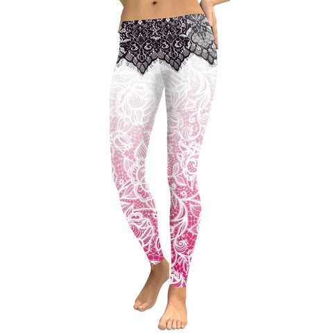 Women Leggings Mandala Flower 3D Digital Printing Slim Pink Fitness Woman leggins Pencil Pants