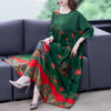 ZUOMAN 5XL Plus Size Loose Mulberry Silk Maxi Sundress 2022 Summer Casual Floral Boho Beach Midi Dresses Elegant Bodycon Party