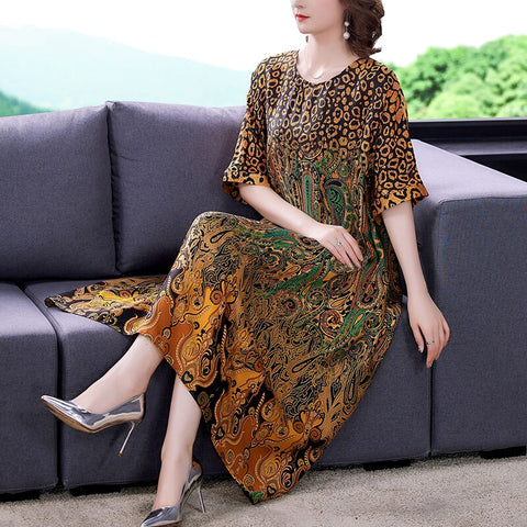 ZUOMAN Casual 4XL Plus Size Beach Dress Spring Elegant Bodycon Party Vestido Summer Women Print Short Sleeve Vintage Sundress