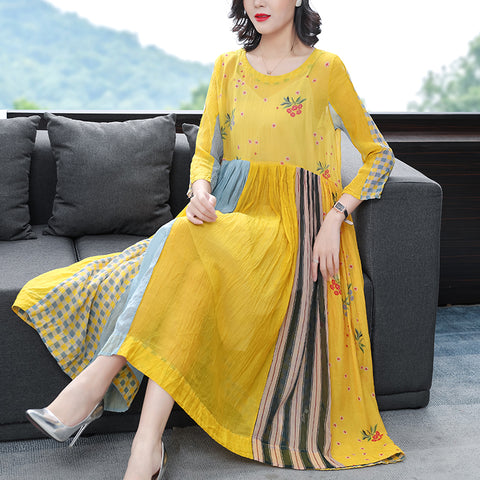 ZUOMAN Floral Mulberry Silk Beach Midi Dresses Spring Summer Loose 4XL Plus Size Dress Women Elegant Bodycon Party Vestidos