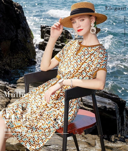 ZUOMAN Loose Floral Chiffon Dress 2022 Summer Vintage Casual Mulberry Silk Midi Dress Women Elegant Bodycon Party Vestido