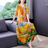 ZUOMAN Summer Floral Silk Midi Dress Summer Casual Loose 5XL Plus Size Beach Dress Women Elegant Bodycon Party Vestidos
