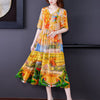 ZUOMAN Summer Floral Silk Midi Dress Summer Casual Loose 5XL Plus Size Beach Dress Women Elegant Bodycon Party Vestidos