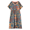 ZUOMAN Summer Print 5XL Plus Size Mulberry Silk Dress Women Elegant Bodycon Party Vestidos Boho Vintage Loose Midi Dresses