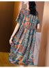 ZUOMAN Summer Print 5XL Plus Size Mulberry Silk Dress Women Elegant Bodycon Party Vestidos Boho Vintage Loose Midi Dresses