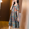 ZUOMAN Summer Print 5XL Plus Size Mulberry Silk Dress Women Elegant Bodycon Party Vestidos Boho Vintage Loose Midi Dresses