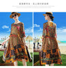 ZUOMAN Vintage Loose Print Mulbery Silk Beach Dress Summer 4XL Plus Size Casual Sundress Women Elegant Bodycon Party Vestidos