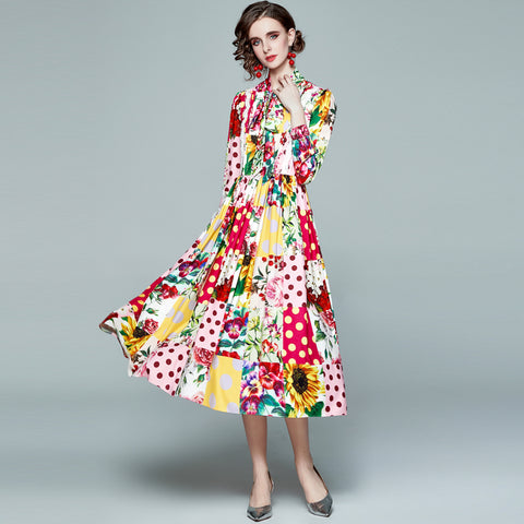 ZUOMAN Women Autumn Elegant Floral Dress Festa Female  Long Vintage Party Robe Femme Lace Designer A-Line Vestidos