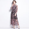 ZUOMAN Women Elegant Floral Chiffon Dress Festa High Quality Long Maxi Vinatge Party Robe Femme Runway Bow Designer Vestidos
