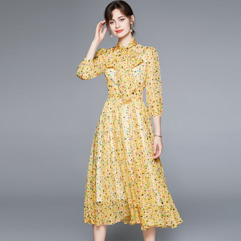 ZUOMAN Women Spring & Summer Elegant Dot Chiffon Dress Festa High Quality Wedding Party Robe Femme Vintage Designer Vestidos