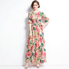 ZUOMAN Women Summer Elegant Floral Dress Festa High Quality Long Maxi Party Robe Femme Runway Designer Chiffon Vestidos
