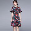 ZUOMAN Women Summer Floral Dress Festa Female  Elegant Trumpet Party Robe Femme Vintage Designer Short Vestidos