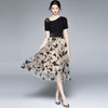 ZUOMAN Women Summer  Embroidery Dress Festa High Quality Elegant Mesh Party Robe Femme Vintage Designer Black Vestidos