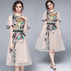ZUOMAN Women Summer  Embroidery Mesh Dress Festa High Quality Long Elegant Party Robe Femme Vintage Designer Vestidos
