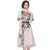 ZUOMAN Women Summer  Embroidery Mesh Dress Festa High Quality Long Elegant Party Robe Femme Vintage Designer Vestidos