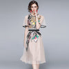 ZUOMAN Women Summer  Embroidery Mesh Dress Festa High Quality Long Elegant Party Robe Femme Vintage Designer Vestidos