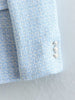 ZXQJ 2023 Women Tweed Double Breasted Casual Blazer Coat Vintage Long Sleeve Patch Pockets Female Outerwear