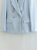 ZXQJ 2023 Women Tweed Double Breasted Casual Blazer Coat Vintage Long Sleeve Patch Pockets Female Outerwear
