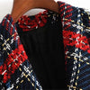 ZXQJ 2023 Women Tweed Double Breasted Casual Blazer Coat Vintage Long Sleeve Pockets Female Outerwear
