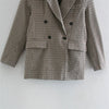 ZXQJ Women 2023 Double Breasted Houndstooth Blazers Coat Vintage Long Sleeve Office Wear Female Outerwear Chic Tops
