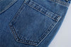 ZXQJ Women Solid Jeans 2022 Autumn Ladies Casual Loose High Waist Straight Pants Female Loose Pocket Blue Denim Pants