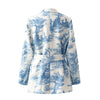 ZXQJ elegant women blue and white printing blazer 2022 ladies Chinese style suits casual female sashes blazer chic girls