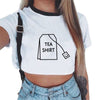 Summer Streetwear White Crop Top Women Cropped T Shirt Tank Tops Tees Transparent Print Clothes Short Sleeve