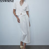 Za 2022 Summer Women Sweet Blazers Coats Short Sleeve V-Neck Single Breasted Blazer Female Vacation Casual White Blazers Clothes