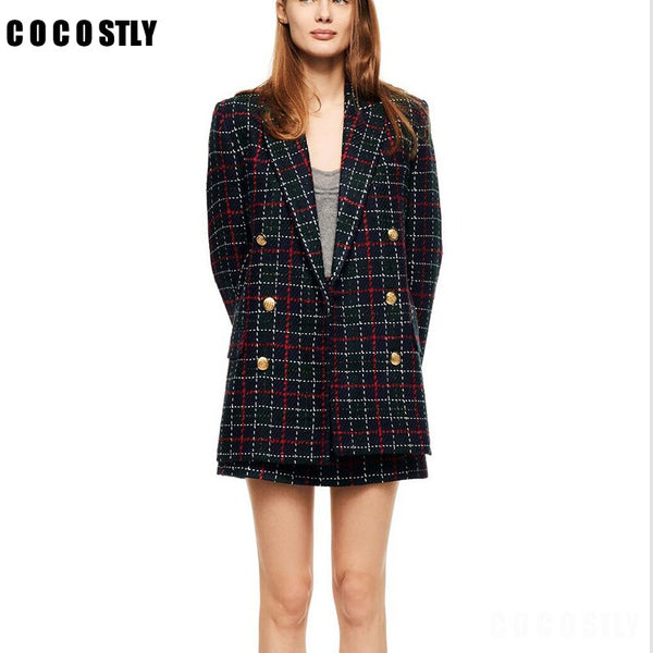 Za 2022 2 piece set women Blazer Suit Two Pieces Set Woman Office Skirts Set Casual Double Breasted Blazer Set tailleur femme